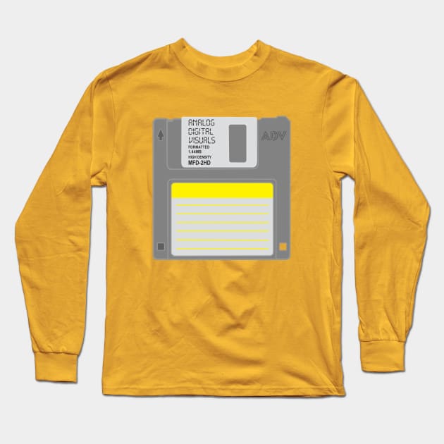 Floppy Disk (Gray Colorway) Analog/ Computer Long Sleeve T-Shirt by Analog Digital Visuals